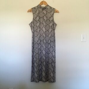 NWT Banana Republic Snake Print Column Midi Dress Sz M Grey Whimsigoth Grunge